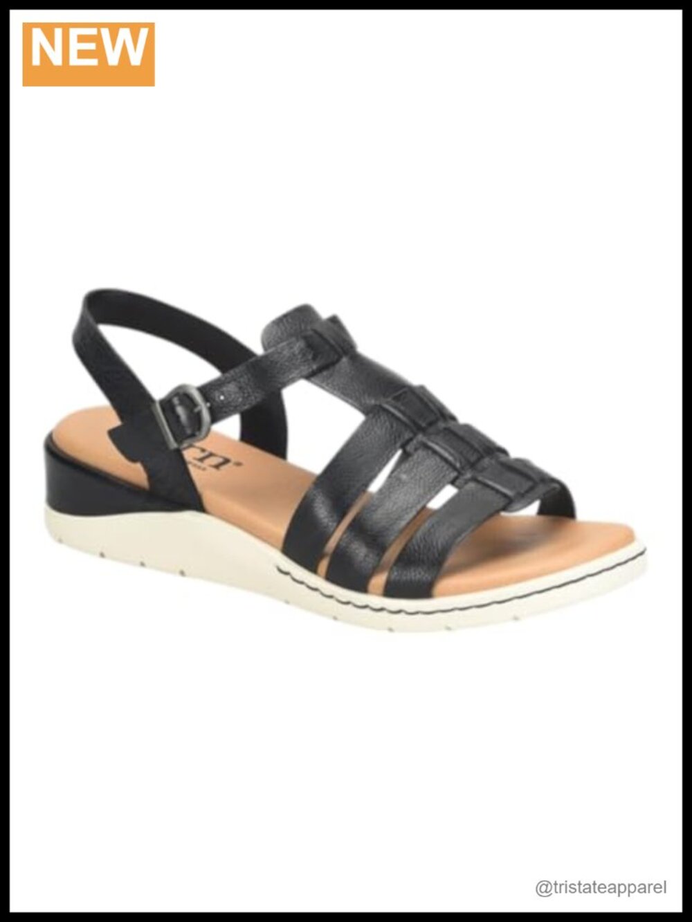 Italian Leather Slingback Wedge Sandals Open Toe Buckle Casual